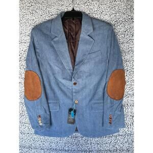 Mens Corduroy Blazer Jacket Baby Blue Elbow Patches Size Small S NWT